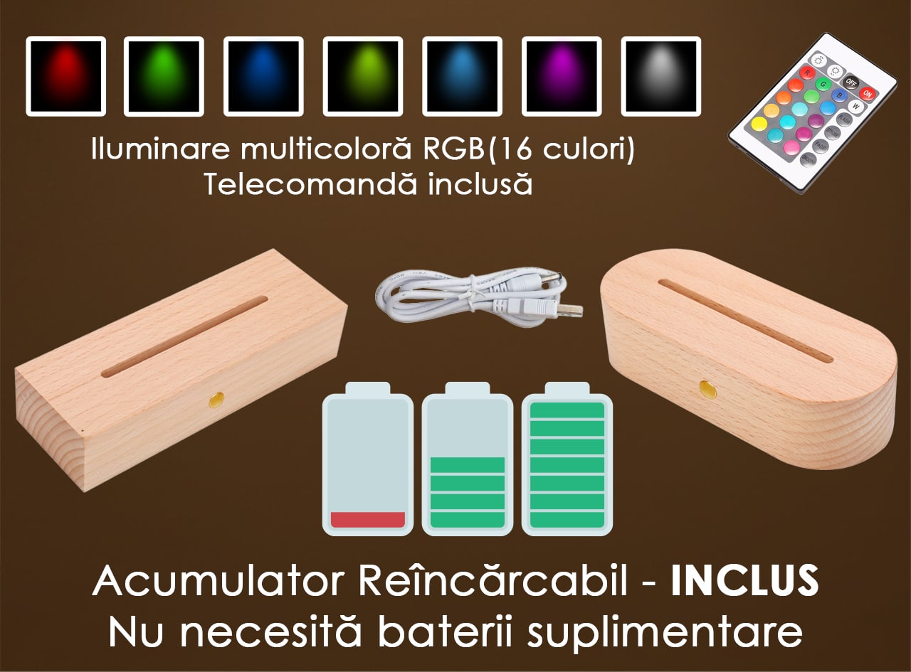 lampa led 3d personalizata model 2 baza