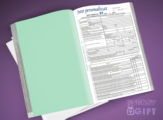 Tipizat verificare gaz personalizat A4 în 3 exemplare, cu logo, date firmă, numerotare și inseriere